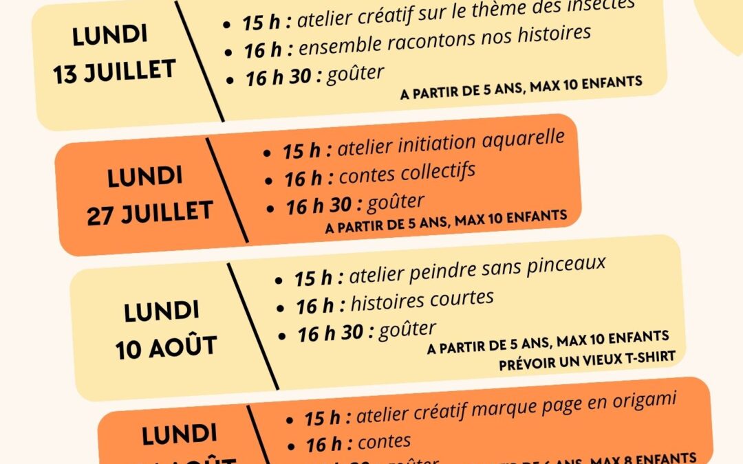 Les animations de l&rsquo;été au moulin de la culture